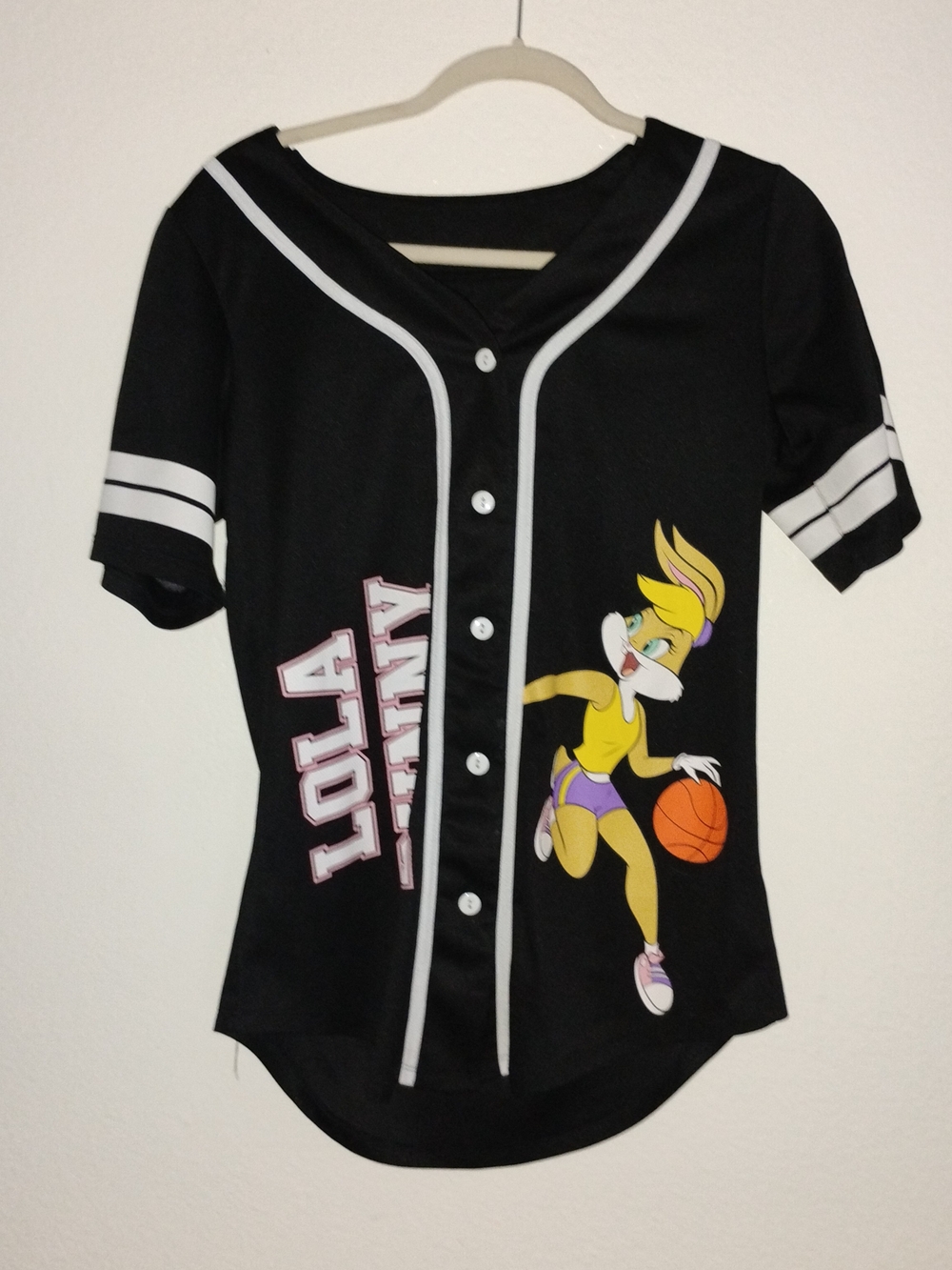 Black Lola Bunny Graphic Baseball Jersey Top